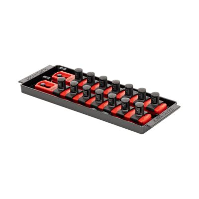 ERN8554 image(0) - Ernst 2 Rail Universal Twist Lock Socket Tray 8", Red, with 14) 1/2" Socket Clips