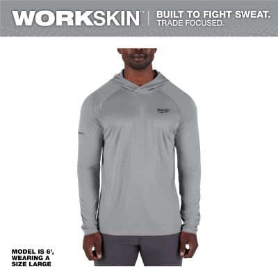 MLWM550G-3X image(0) - Milwaukee Tool WORKSKIN Hooded Sun Shirt- Gray -3X