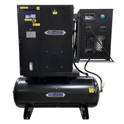 EMXERIK050001 image(0) - Emax Compressor 5HP 1PH Industrial Rotary Screw Compressor-120 Gal Tank Mount w/ Air Dryer