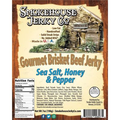 THS700220-028975 image(0) - Tender Heifer Snack Co. Sea Salt Honey And Pepper Brisket Beef Jerky 7 Ounce