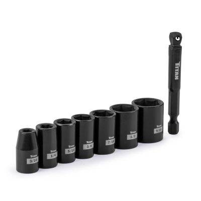 TIT46001 image(0) - Titan 8 Piece 1/4 Inch Drive 6 Point SAE Impact Socket Set