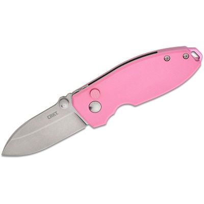 CRK2474P image(0) - CRKT (Columbia River Knife) Squid Button Lock Folding EDC Pocket Knife - Rose Quartz PInk
