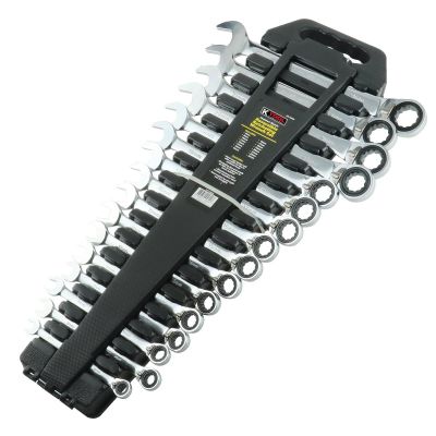 KTI45600 image(0) - K Tool International Wrench Set 16 Piece Metric Ratcheting Reversible
