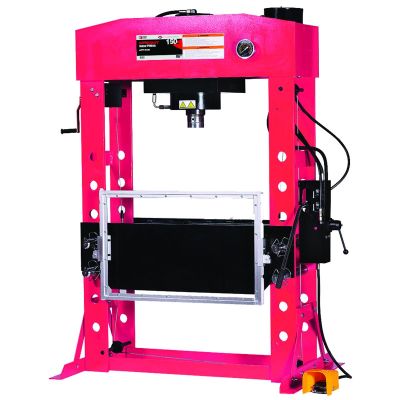 INT862ASD image(0) - American Forge & Foundry AFF - Shop Press - 150 Ton Capacity - Foot Operated Air Motor/Manual Pump W/ Hydraulic Ram - Built In Polycarbonate Press Guard - 10 pc Pin & Bearing Press Adapter Set Included - SUPER DUTY