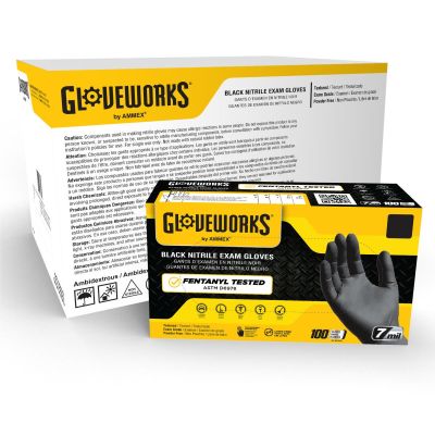 AMXGWBEN46100 image(0) - Ammex Corporation Gloveworks Black Nitrile PF Exam LG Gloves