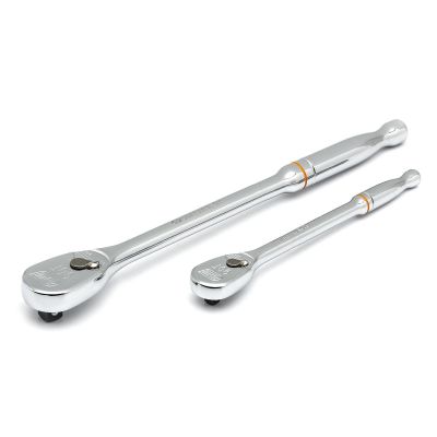 KDT81268T image(0) - GearWrench 2 Piece 1/4 Inch & 3/8 Inch Drive 90-Tooth Long Handle Teardrop Ratchet Set