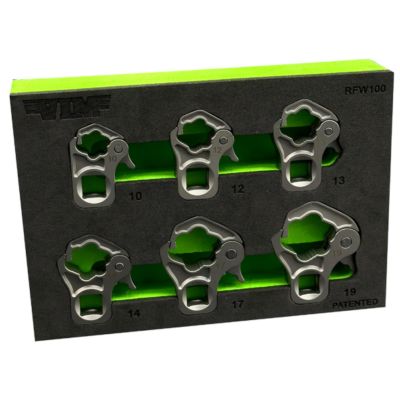 VIMRFW100 image(0) - VIM Tools 6 Piece 3/8 Inch Drive Ratcheting Flare Nut Wrench Set (8,10,11,12,13,14 mm)