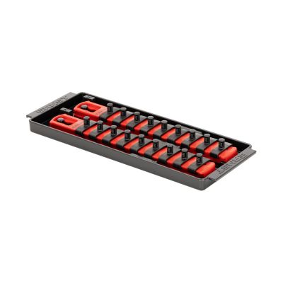 ERN8552 image(0) - Ernst 2 Rail Universal Twist Lock Socket Tray 8", Red, with 18) 1/4" Socket Clips