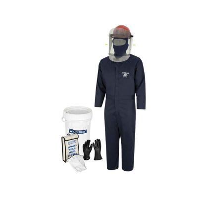 OBREV12-BKT-5XL-10 image(0) - Oberon Suit Kit - Arc Flash & Shock  - 12 Cal TCG2P™ -  Electric Vehicle - TCG Arc Flash Face Shield w/Hard Cap, Balaclava, Coverall with Escape Strap, Safety Glasses, Earplugs, Storage Bucket, Class 0 Glove Kit - Size: