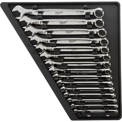 MLW48-22-9515-X image(0) - Milwaukee Tool 15-Pc Max Bite Combination Wrench Set - Metric Comfortable I-Beam Handle Design