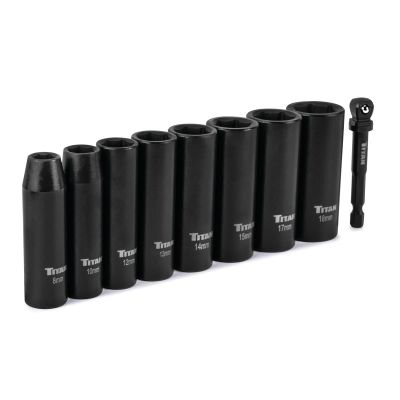 TIT48401 image(0) - Titan 9 Piece 3/8 Inch Drive Metric 6 Point Deep Impact Socket Set