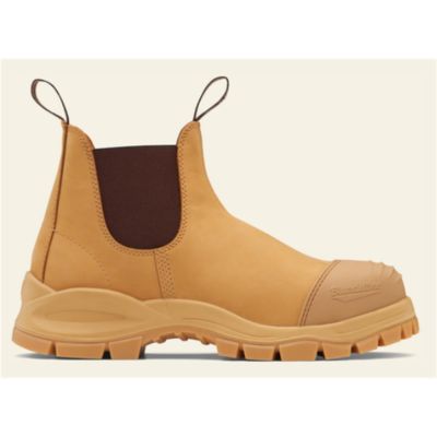 BLU989-090 image(0) - Blundstone Steel Toe Elastic Side Slip-on Boots, Water Resistant, Bump Cap, Wheat, AU size 9, US size 10