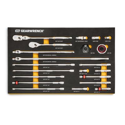 KDT86521 image(0) - GearWrench 21 Piece 3/8 Inch 90-Tooth Ratchet & Drive Tool Set with Foam Storage Tray