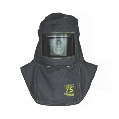 OBRTCG75-A4 image(0) - Oberon Hood with A4 Hard Hat Adapters - Arc Flash - 75 Cal TCG™ - Color: Black - Window: True Color Grey (TCG™)