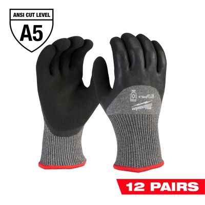 MLW48-73-7950B image(0) - Milwaukee Tool 12-Pack Cut Level 5 Winter Dipped Gloves - S