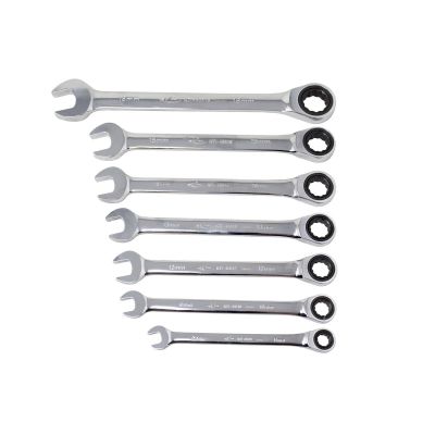 KTI45500 image(0) - K Tool International Wrench Set 7 Piece Ratcheting Metric
