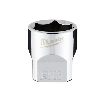 MLW45-34-9069 image(0) - Milwaukee Tool 3/8" Drive 13/16" SAE 6-Point Socket with FOUR FLAT Sides, Vanadium Steel, Chrome
