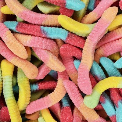 THS619793187081 image(0) - Tender Heifer Snack Co. Gummy Sour Neon Worms Candy - 10 oz