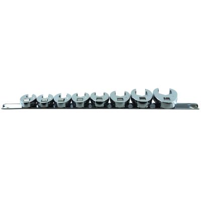 KTI22300 image(0) - K Tool International Crowfoot Flare Nut Set SAE 8 Piece 3/8 Inch Drive