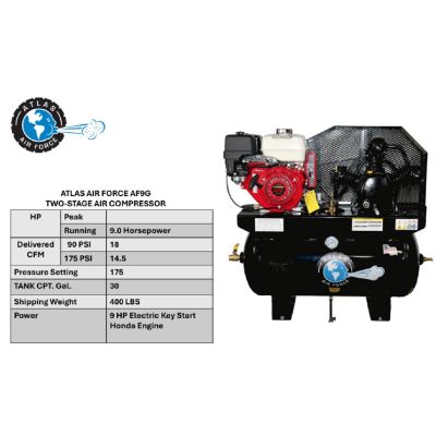 ATEMPAF9G image(1) - Atlas Equipment 9HP Gas-Powered 30 Gallon Air Compressor (WILL CALL)