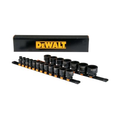 DWTDWMT19240 image(0) - DeWalt Impact Socket Set, 19-Piece, 1/2" Drive Sae
