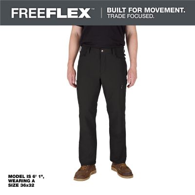 MLWM651B-3830 image(0) - Milwaukee Tool FREEFLEX Tech Pants - Black 38 X 30