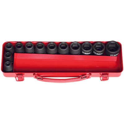 KKN14242M image(0) - Ko-ken USA 14242M 1/2 Sq. Dr. 12 Piece Impact 6 point Socket Set 10-27mm