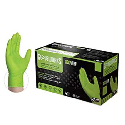 AMXGWGN44100 image(0) - Ammex Corporation Gloveworks HD Green Nitrile Diamond Grip Medium