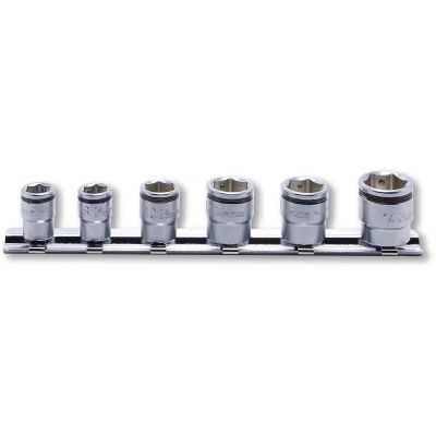 KKNRS2450MS-6 image(0) - Ko-ken USA 1/4 Sq. Dr. Short NUT GRIP® Socket Set, 7-14mm - 6 pieces
