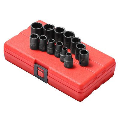 SUN3675 image(0) - SUNEX 13PC 3/8" DRIVE METRIC 12 PNT SOCKET SET