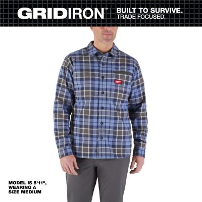 MLWM551U-3X image(0) - Milwaukee Tool GRIDIRON Flannel Shirt - Blue - 3X