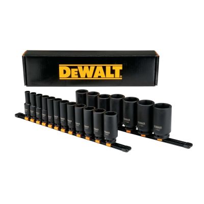 DWTDWMT19239 image(0) - DeWalt 19 Piece 1/2 in Drive Deep Impact Socket Set 6 PT