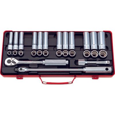 KKN4277 image(0) - Ko-ken USA 4277 1/2 Sq. Dr. 27 Piece 12-Point Metric Socket set 10-24mm