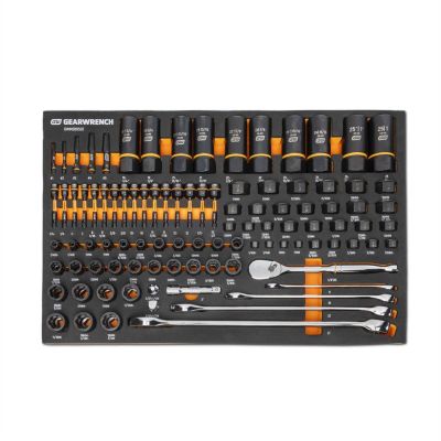 KDTGWMSBBS02 image(0) - GearWrench 97 Piece 1/4 Inch , 3/8 Inch , 1/2 Inch Drive Bolt Biter Mechanics Tool Set Inch Foam Storage Tray