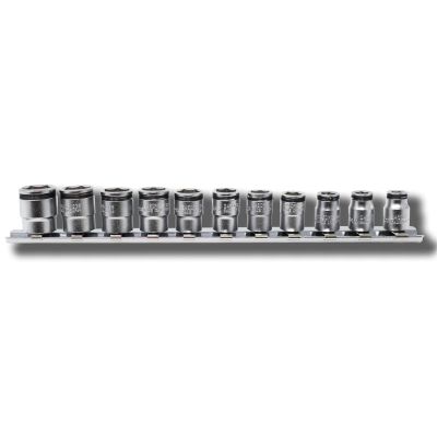 KKNRS2450MS-11 image(0) - Ko-ken USA 1/4 Sq. Dr. Short NUT GRIP® Socket Set, 5-14mm - 11 pieces - RS2450MS/11