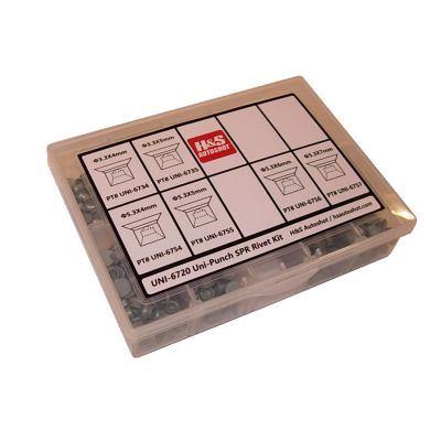 HSAUNI-6720 image(0) - H&S AutoShot UNI-6720 SPR Rivet Kit 3-5mm Assorted 300Pk