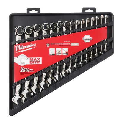 MLW48-22-9515 image(0) - Milwaukee Tool 15 Piece Combination Wrench Set - Metric